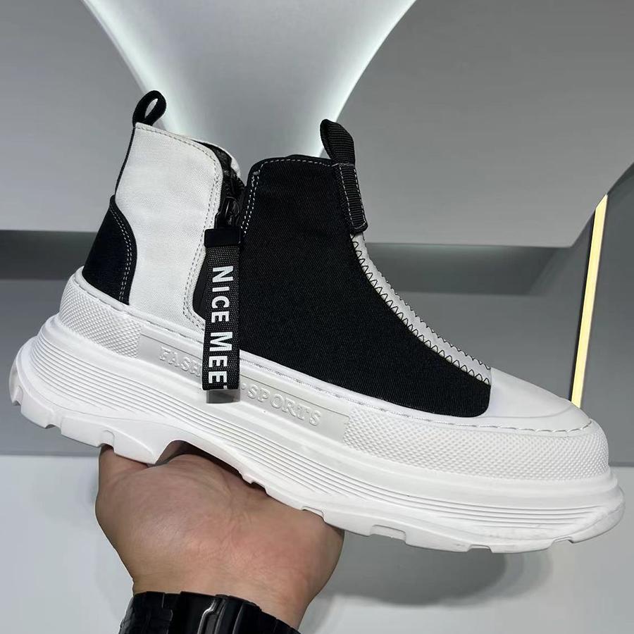 Модная мужская обувь дышащая новая обувь с высоким верхом толстая подошва увеличивающая рост для бега спортивная повседневная парусиновая обувь 6