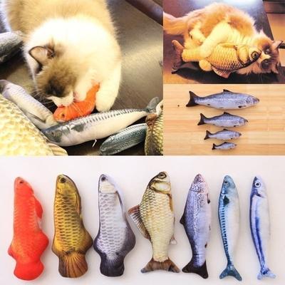 Новые плюшевые игрушки в форме рыбы для домашних животных, котят, кошек, покрытые травой из кошачьей мяты