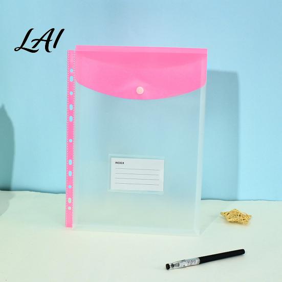 Project File Organizer 11 Hole Binder Pockets for A4 Binders Plastic Expanding Folders Snap Button Pocket with Closure & Transparent Label