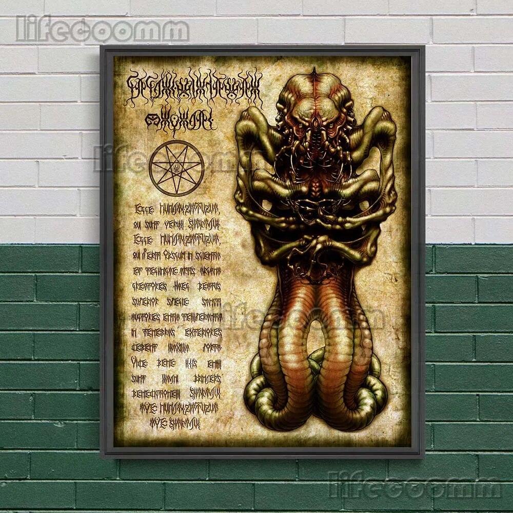 Темное заклинание книги мертвых, винтажная настенная живопись на холсте, темные странные существа, художественный постер и принт, украшение для дома без рамки
