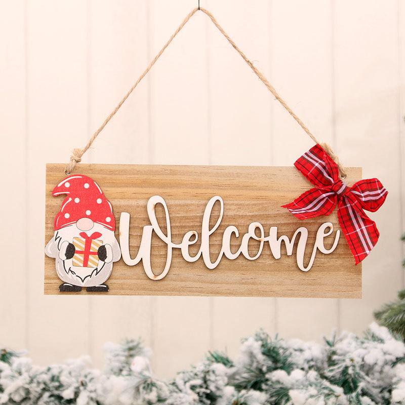 Christmas Wooden Door Hanging Christmas Decorations Hotel Cafe Welcome Pendant Faceless Deep Forest Dwarf
