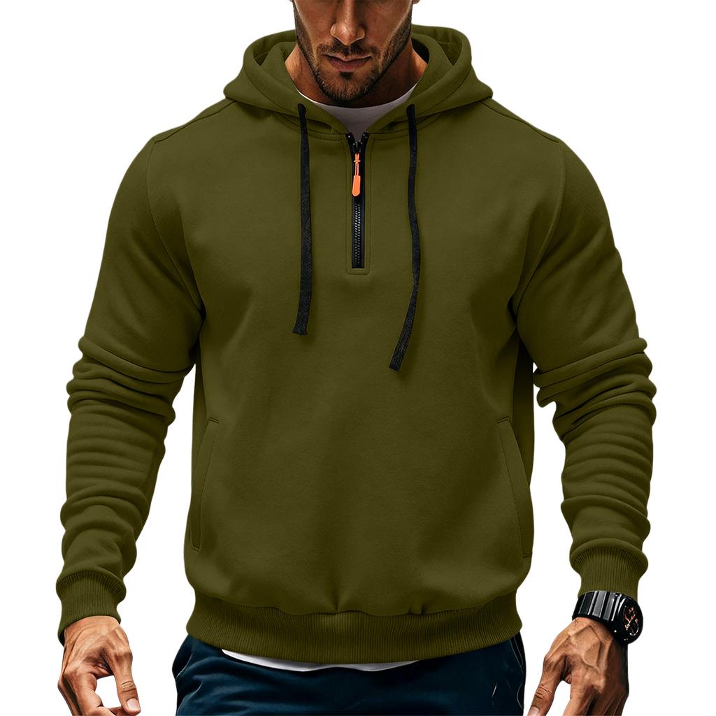 Men's Fleece Hoodie Casual Long Sleeve 1/4 Zipper Pullover Sweatshirts
