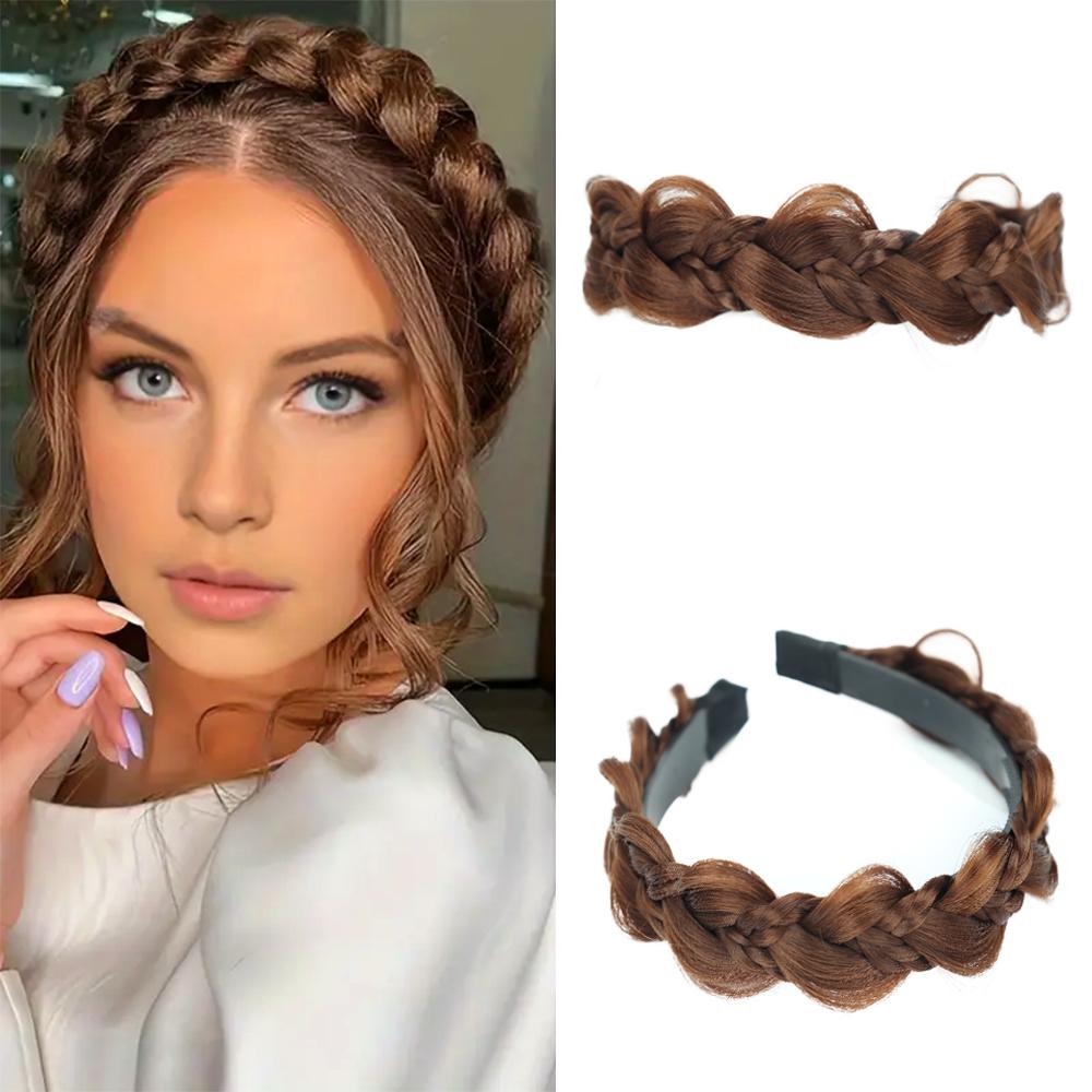 XINRAN Synthetic Fishbone Braid Wig Headband Twist Braid Hair Hoop Hair  Non-Slip Headband For Women Hairpiece Accessories