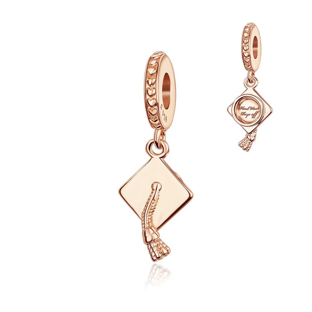 New Copper Graduation Season Charms Beads Mortarboard Happy Graduation Pendants Fit Bracelet Diy Fine Jewelry Gift