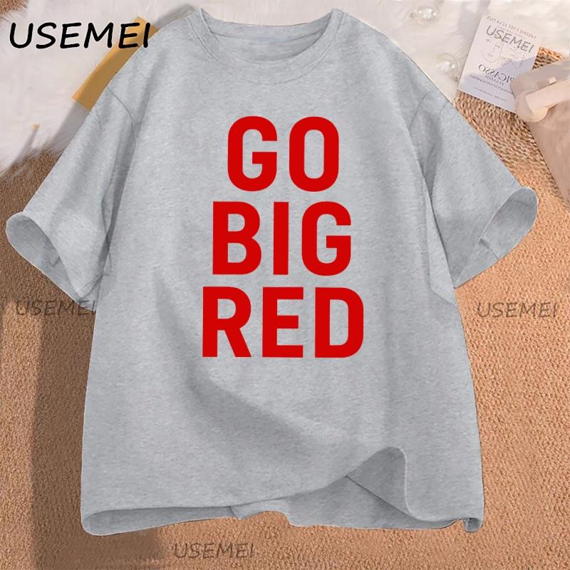 Go Big Red T Shirt Football Volleyball Basketball Tee Men Women Game Day TShirt Casual Printed Cotton Shortsleeve Tees