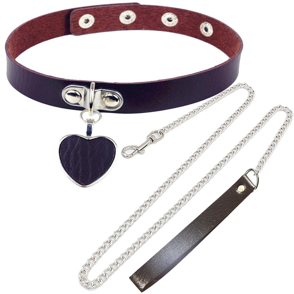 Новый сексуальный ошейник-чокер из кожи Bdsm Косплей Раб Сердце Ошейники и Поводок Набор Для Женщин Бондаж Готический Чокер Колокольчик Аксессуары