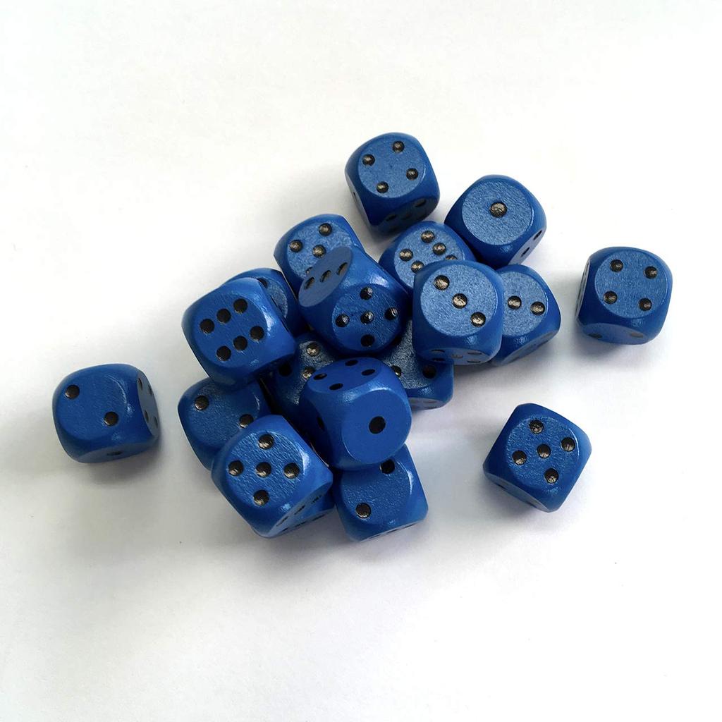 Blue 15mm Wooden Dice (30 Pieces)