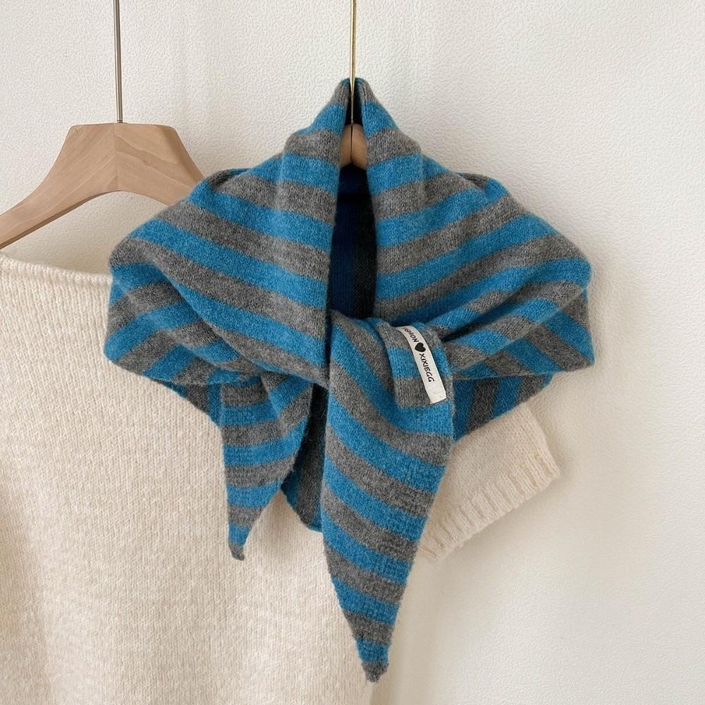 Striped Cross Scarves Wool Cross Neckerchief Long False Collar Girl