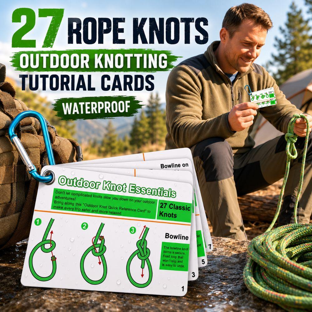 with Carabiner Outdoor Knotting Tutorial Cards 27 Rope Knots Knotting Guide Card Hiking,Travel Etc