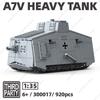 Первая мировая война Немецкий штурмовой танк A7V Модель танка Строительный блок Мобильная крепость Вильгельма II Военная техника Кирпичная игрушка Подарок