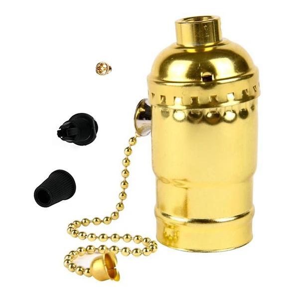 Винтажный держатель лампы, кабельный держатель лампы, ручка переключателя, аксессуары для освещения, Эдисон, винтажный медный держатель лампы E27, бар, ресторан