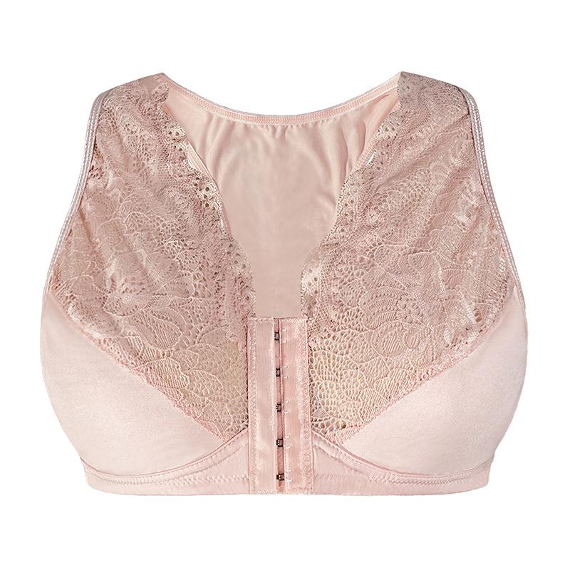 Бюстгальтер большого размера с передней застежкой, без косточек, кружевной, дышащий, удобное нижнее белье, бюстгальтер-майка