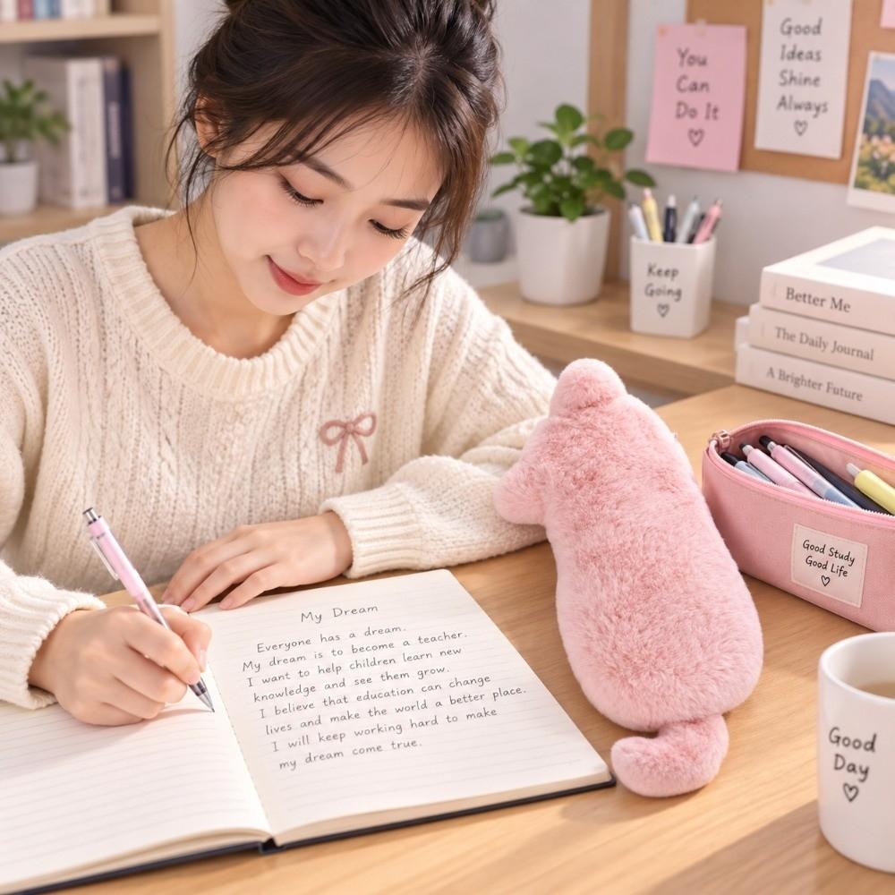 Soft Fluffy Pencil Case Cute Animal Stationery Bag Lovely Cat Plush Pencil Bag Student