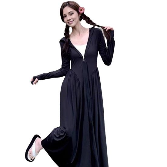 Women's Sun Protection Hoodie Coat Full Body Cooling Sunscreen Clothing Long Sleeve Swimsuit Cover Up Dress for Summer Beach Fishing Hiking