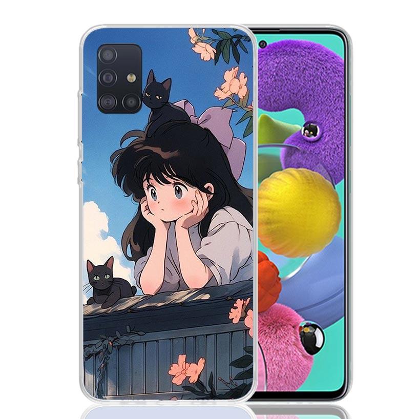 Милый Аниме Инс Девочки Животное Кот Чехол для Телефона для Samsung Galaxy A52 A51 A50S A12 A22 A32 A72 A10S A30S A31 A71 Note 20 Ultra 10 Pl