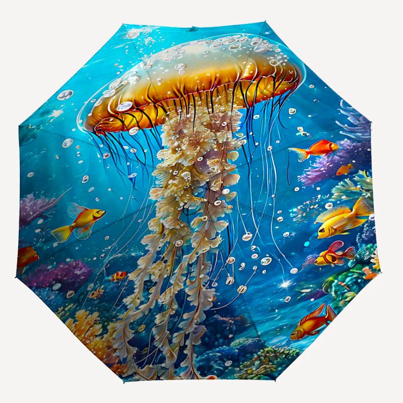 1PC Jellyfish Coral Umbrella-8-Rib Reinforced, Automatic Open, Lightweight & Durable, Fashion Accessory for Outdoor, J0413