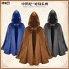 Medieval Vintage Hooded Cape Suede Costume Halloween Party Stage Cosplay