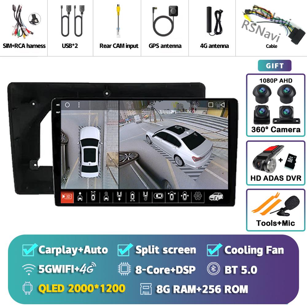 Android 14 Carplay Car Radio для Citroen C5 2009 Мультимедийный видеоплеер Навигация GPS Стерео 2Din DVD AI Voice 360 Камера DSP