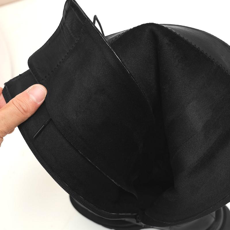 Fashion Fur Winter High Boots Women Shoes Lace Up Women's Knee High Boots Platform Waterproof Black White Long Combat Boot Shoes