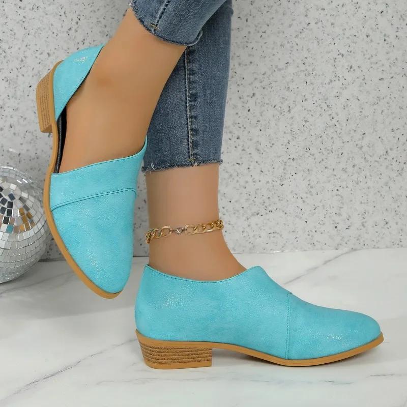 Модные женские туфли в стиле ретро большого размера в римском стиле 2024 года, весна-осень, повседневные и универсальные женские туфли с закрытым носком, Zapatos De Mujer