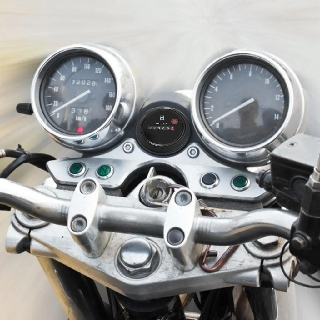 12‑36V DC AC 6 Digit Accurate Round Quartz Hour Meter Gauge Tester for Truck Engine Hour Meter Hour Boat Car Gauge Hour Tester