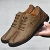 Модные летние высококачественные мужские повседневные туфли из кожи для прогулок на открытом воздухе со шнуровкой, модные мужские мягкие туфли для отдыха и вождения