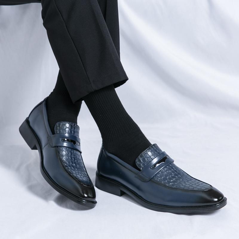 Men Loafers Black Office Shoes Formal Business Blue Wedding Dress Prom Blazers Tuxedo Party Shoes Large Size