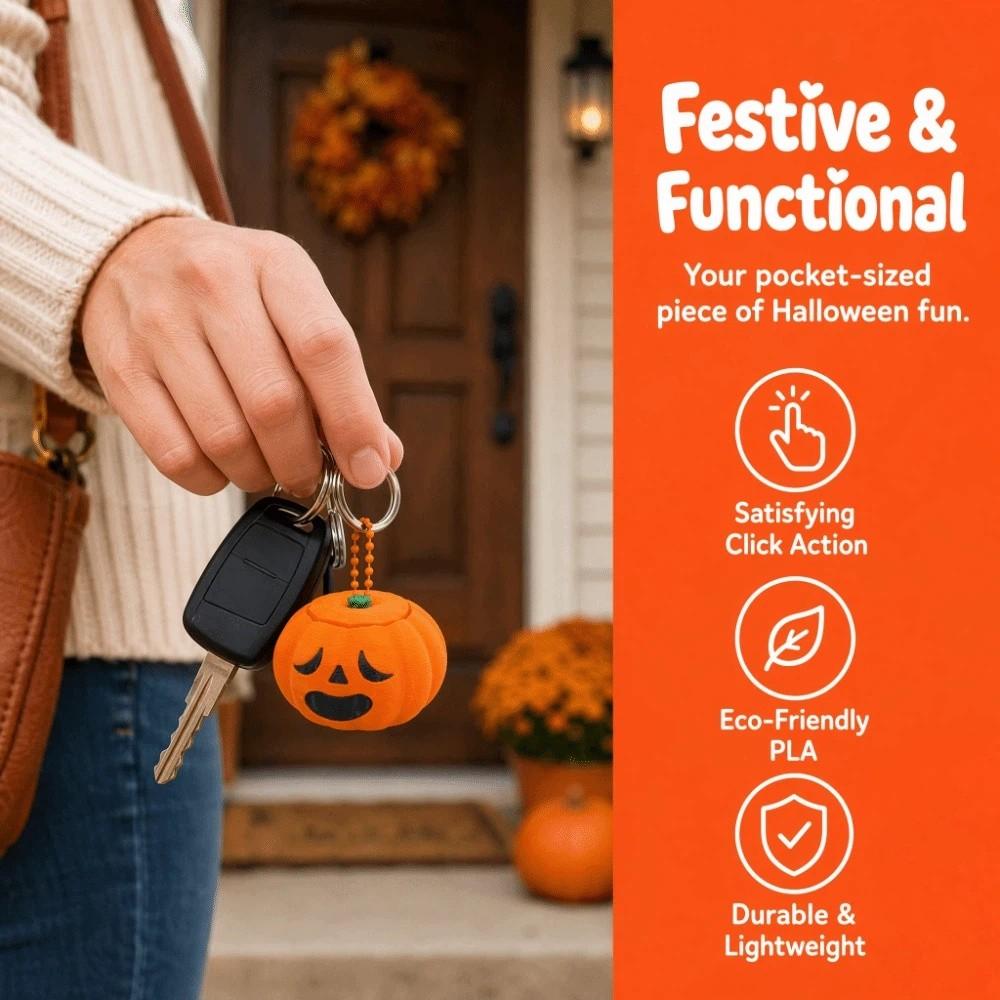 Creative Halloween Pumpkin Clicker Keychain Fidget Toy Decompression Button Toy Party Favor