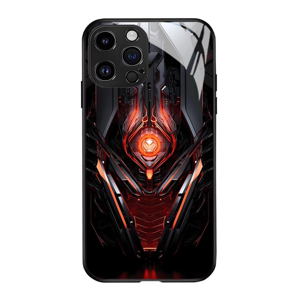 Чехол для мобильного телефона iPhone15 в стиле меха Gundam, стеклянный чехол Apple 16promax, 14, крутой мальчик, защитный чехол 13