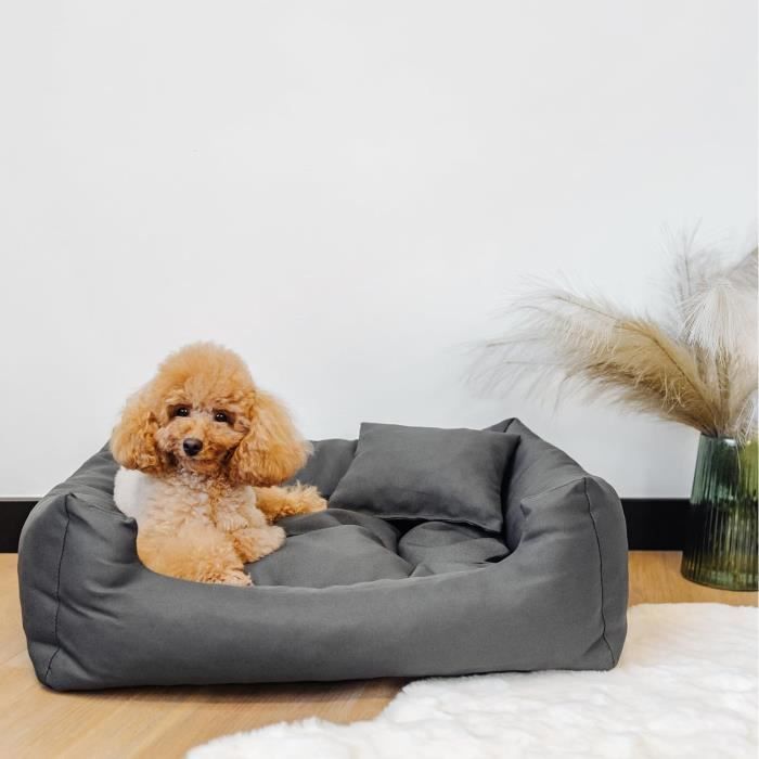 Creative Pets Coussin Chien 65 x 55 x 19 cm Gris | Panier Chien Lavable en Machine | Petit et Moyen Chien | Doux et Anti Stress