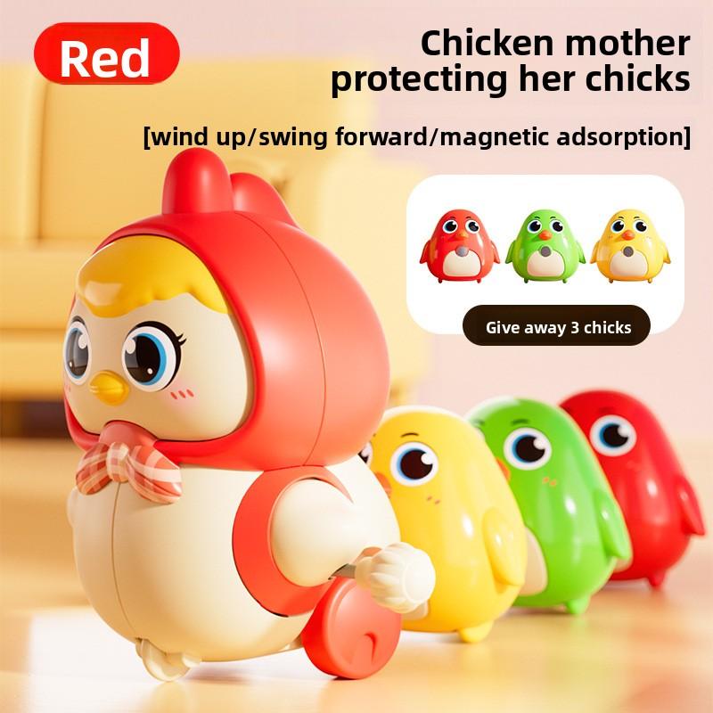 Little Chicken Protecting Its Chicks. Chicken Mother Swaying Over The Chicks. Cute and Charming Magnetic Toy for Early Learning and Crawling.