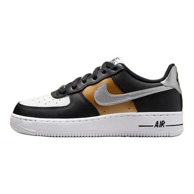 Кроссовки Air Force 1 Low GS Black Gold Metallic Silver Kids с белым металлическим-золотым покрытием HV0937-010