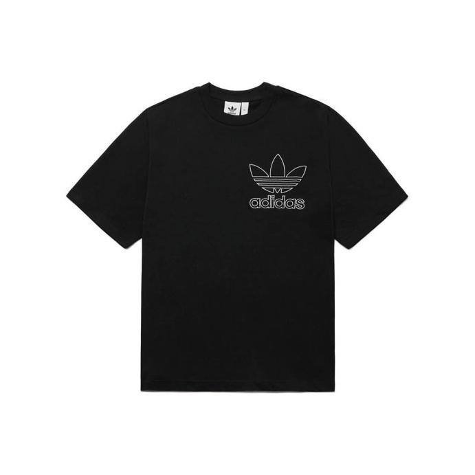 adidas Футболка с круглым вырезом Originals Trefoil для мужчин, черная DV1563