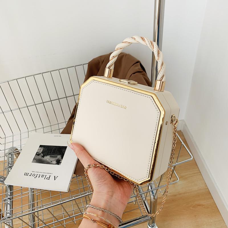 Fashion Designer Metal Square Bag Ladies Small Cell Phone Chain One Shoulder Crossbody Purse Box Evening Print Classical Solid