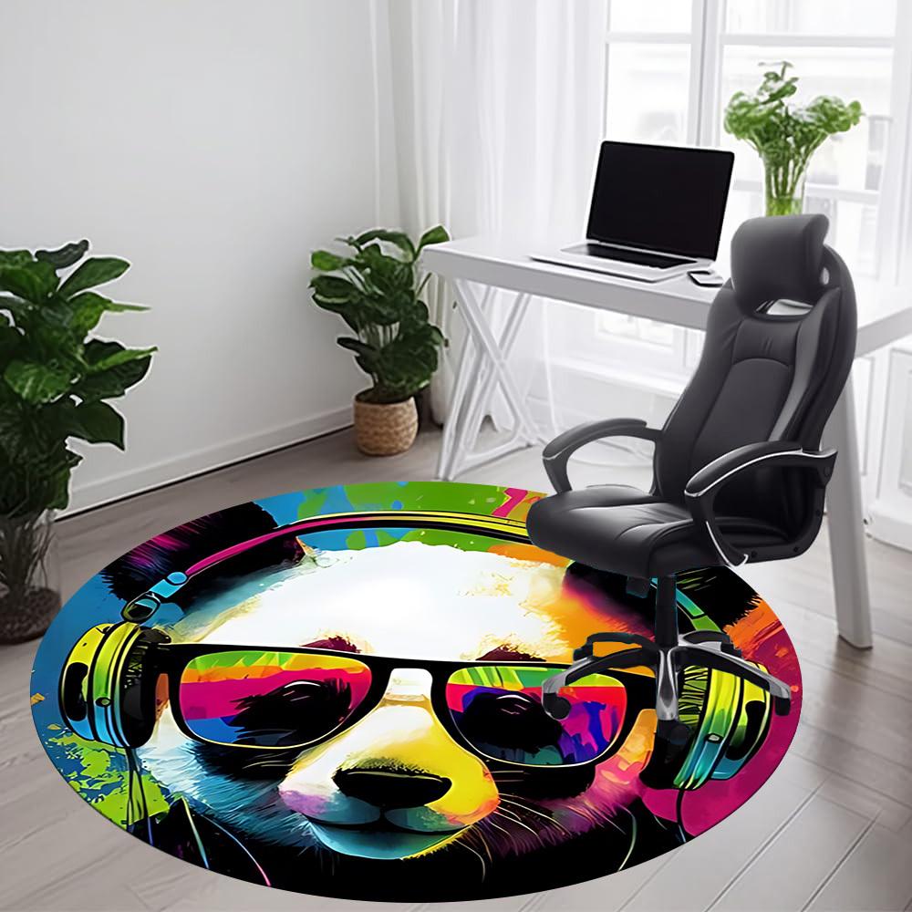 1 шт. Круглый ковер Panda Beats для офиса, коврик для помещений, подходит для офиса, под офисные стулья, спальни, гостиной, домашнего декора, декора комнаты, f040