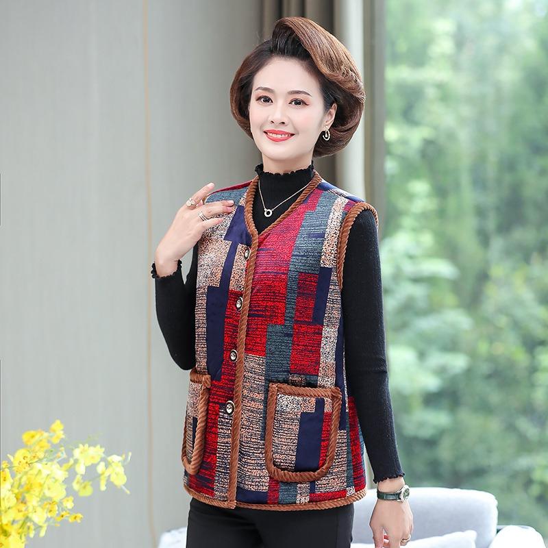 Autumn and Winter Velvet Thickened Vest Thermal Vest Women's Clothing Old Lady Vest Jacket Vest