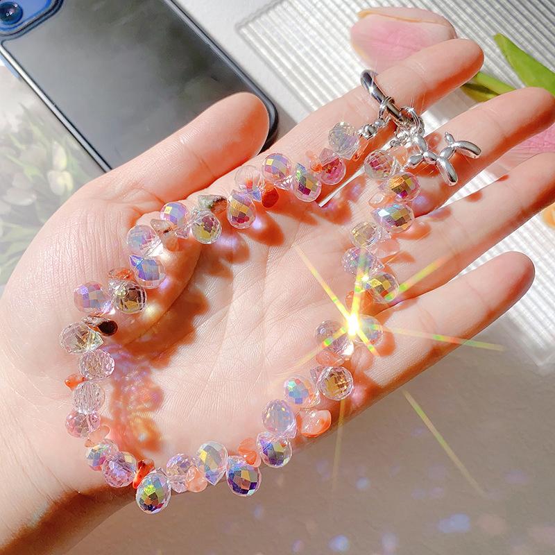 Блестящий ремешок для мобильного телефона, высококачественный роскошный телефон, короткая подвесная веревка, креативная изысканная ручная бисерная цепочка на запястье