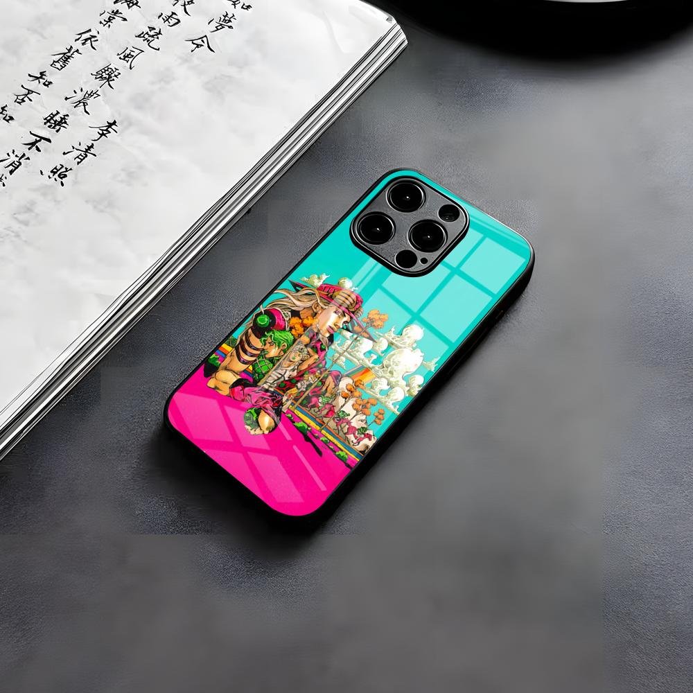 Чехол для телефона JoJo's Bizarre Adventure Для iPhone 17 Air 16 E Pro Max 15 14 13 Mini 12 Pro 11 Max Plus Черная Стеклянная Крышка