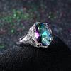 Genuine Rainbow Fire Mystic Topaz Ring 925 Sterling Silver Ring Fine Jewelry Gift for Women Lady Girls