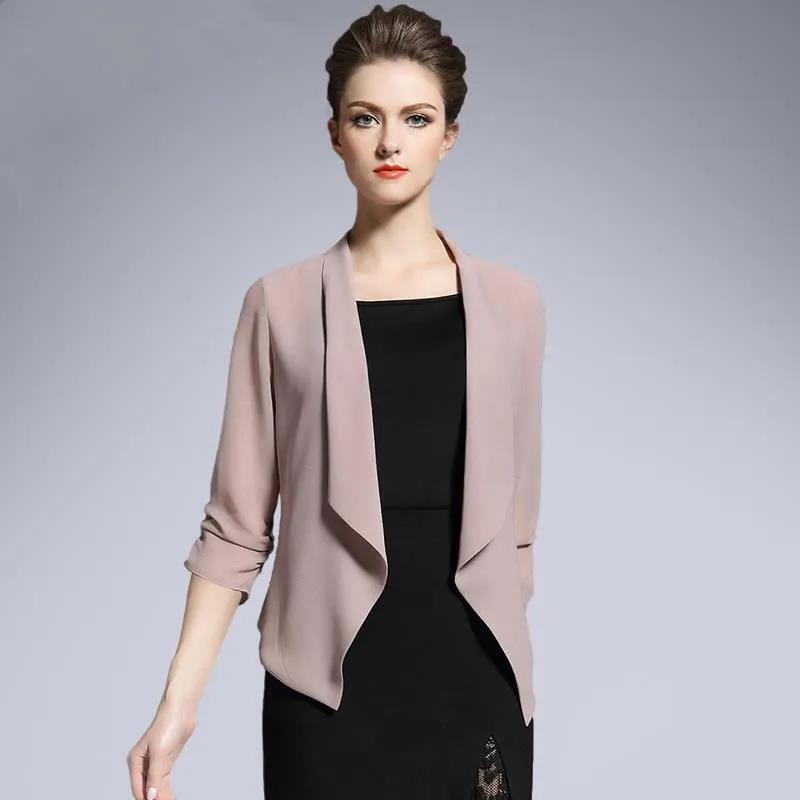 Women's Spring and Summer Thin Plus Size Lapel Solid Color Shawl Short Suit Collar Cardigan