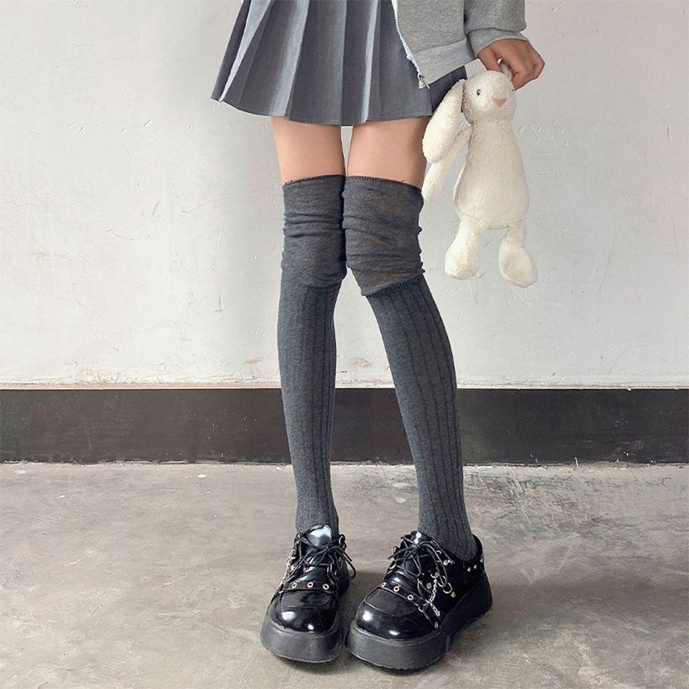 Over The Knee Thigh High Stockings Solid Color Women Hosiery Casual Tall Tube Leggings
