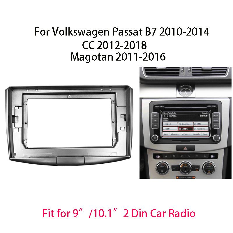 Рамка для магнитолы 2 Din с большим экраном для Volkswagen Passat B7 CC 2010-2018, панель для установки автомагнитолы, комплект рамки 9/10.1 дюйма