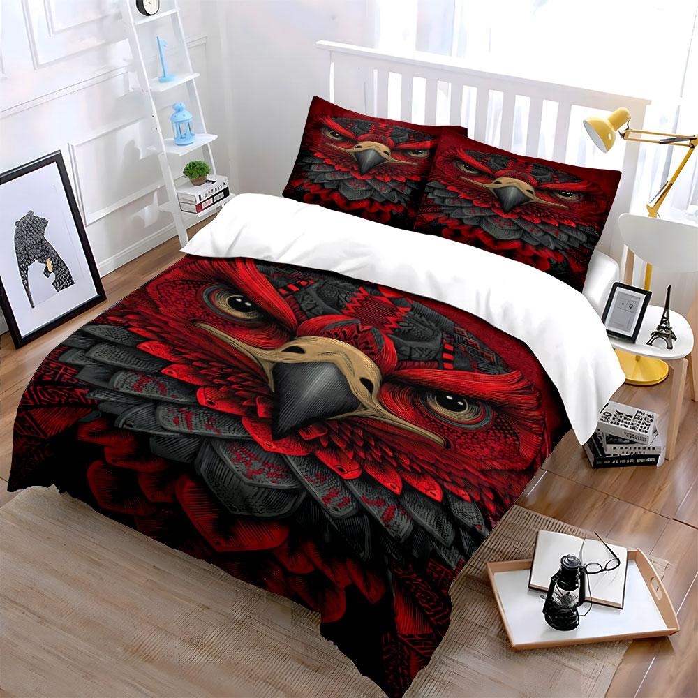 Red eagle face design. Bedding sets Duvet cover sets Duvet covers Pillowcases(1*Duvet Cover 2*Pillowcases without duvet insert)