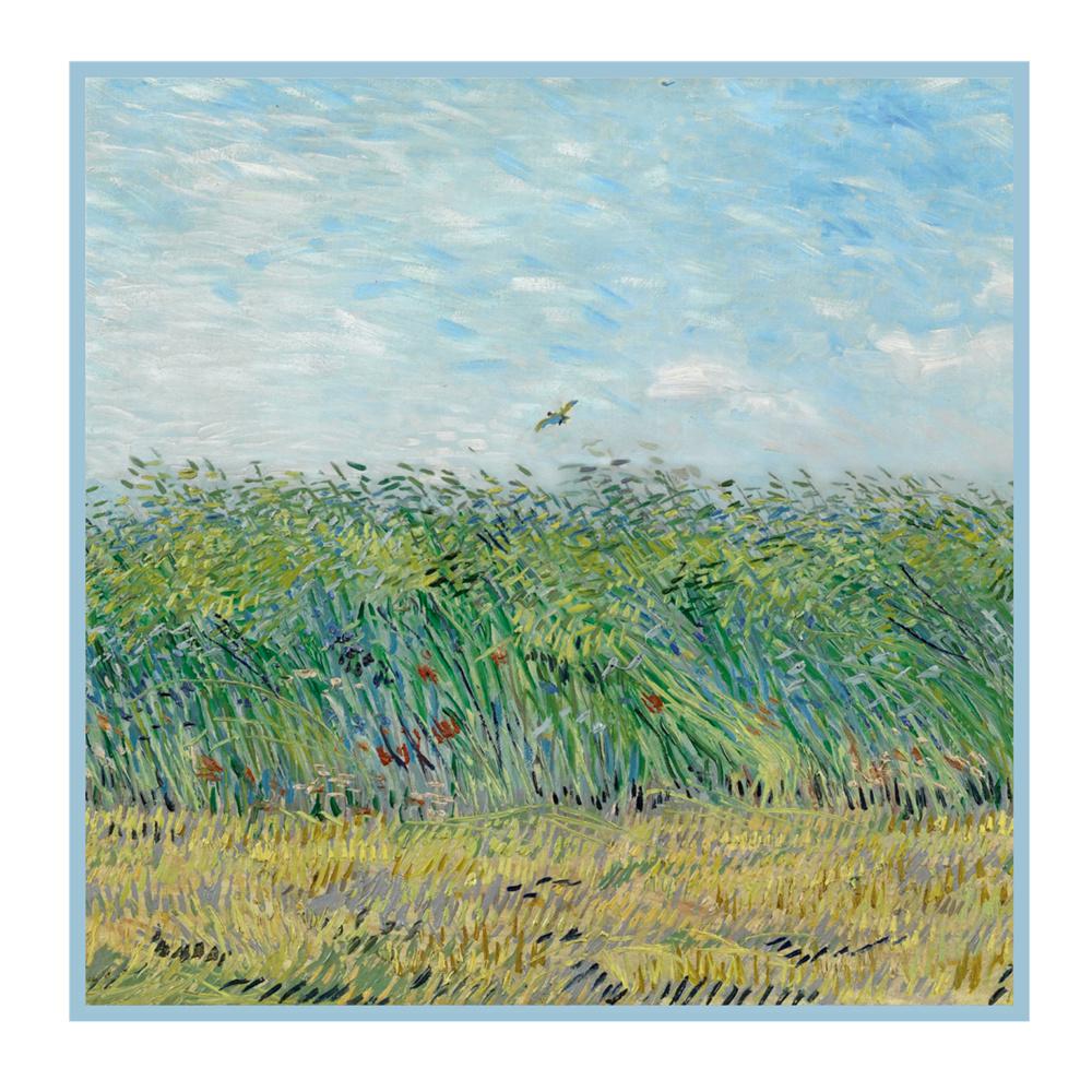 Silk Scarf Women Oil Painting Square Scarves Head Echarpes Silk Foulards Femme Wraps Beach Shawls Bandana Lady Hijabs 90CM