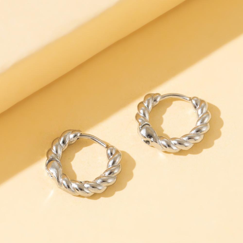 Stylish Geometric Alloy Earrings For Women Chic Simple Hoop Design