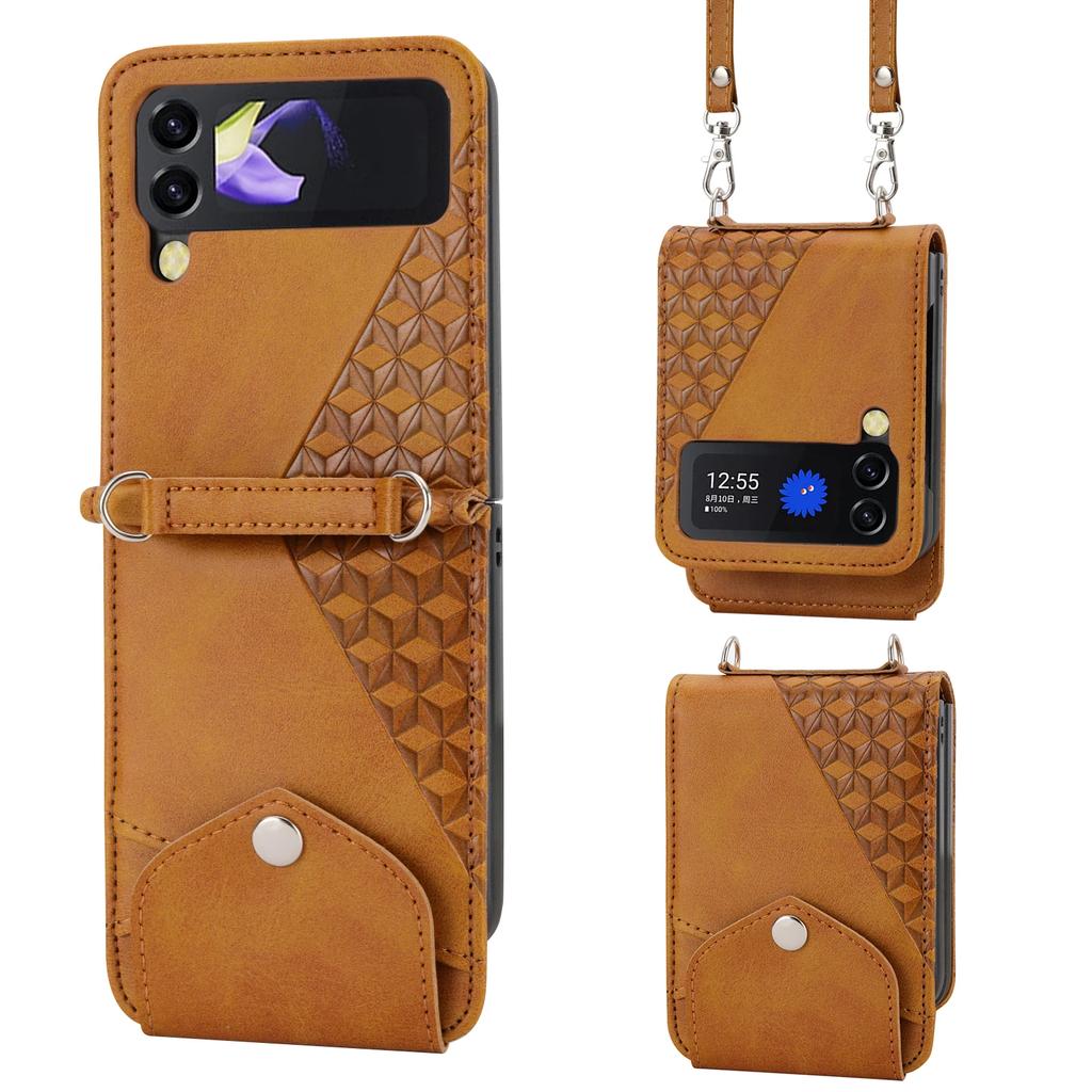 Кошелек с слотом для карт на шнурке, кожаный чехол для Samsung Galaxy Z Flip 6 5 4 3 Flip3 5G, противоударный чехол с ремешком через плечо, защита от царапин Flip4