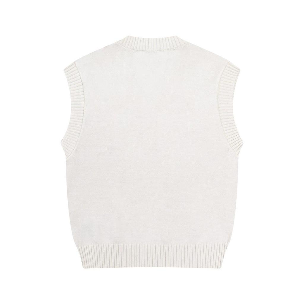 AMI 2025 Осень и Зима Мужской Новый Свитер Жилет с V-образным вырезом без рукавов для пары с красным сердцем и буквой