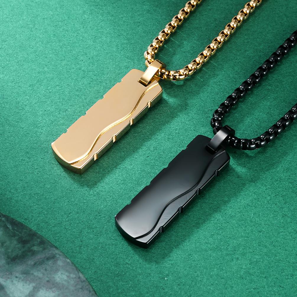Minimalist Style European Strip Level Pendant Personalized Necklace Couple Army Brand with Jewelry