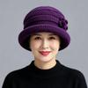Middle-aged and elderly warm wool hat women's fashion versatile mother basin hat fleece ear protection hat winter cold-proof knitted hat