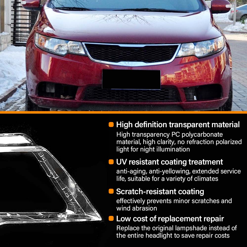 Для Kia Forte 2009 2010 2011 2012 Замена автомобильной передней фары Прозрачный абажур Корпус Стеклянная линза Лампа Фонарь Корпус